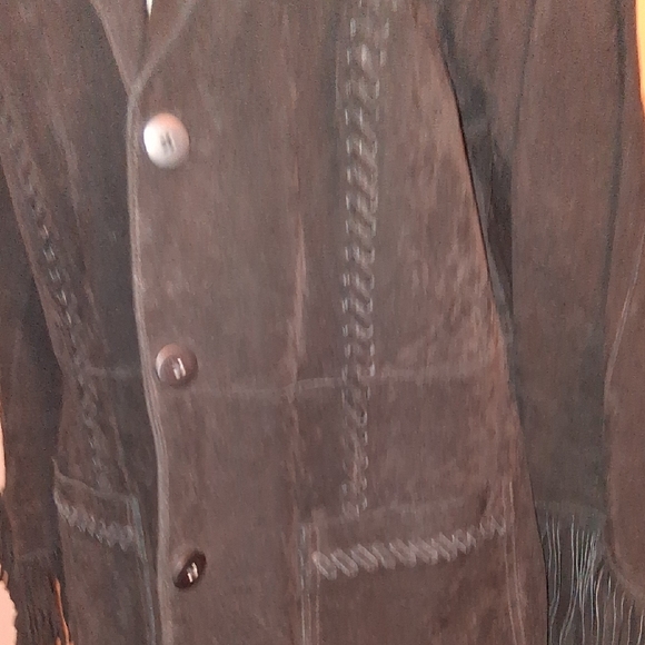 Denim&Co Black Suede Leather Fringe Blazer - Picture 5 of 10